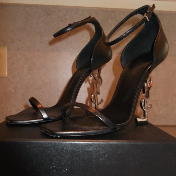 SAINT LAURENT Black Nero Anilflex Nickel High Heel Shoes Retails $995 - Picture 1 of 6
